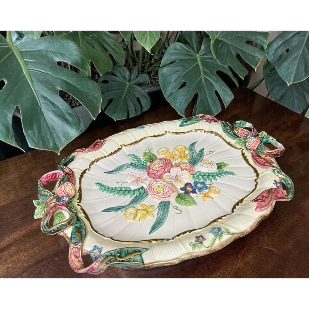 Fitz & Floyd Woodland Spring Large Oval Embossed Serving Platter Floral Flowers